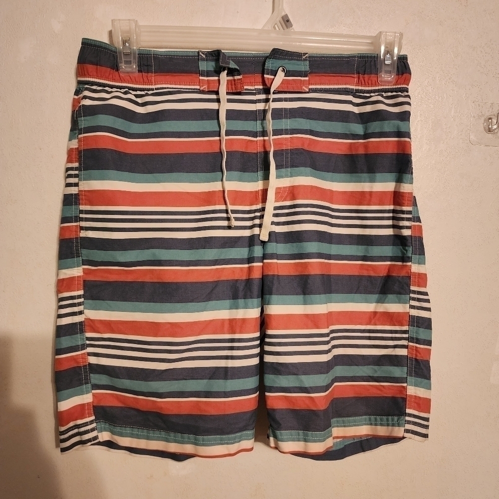 L.L. Bean Swim Trunks 8.5" Shorts Mesh Lined Striped Size M